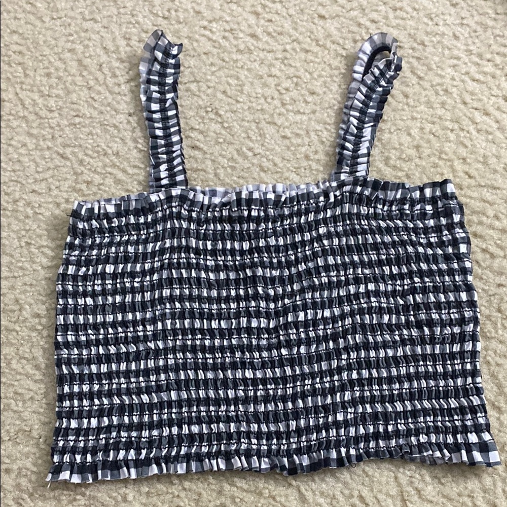 Black and White Checkered Crop Top